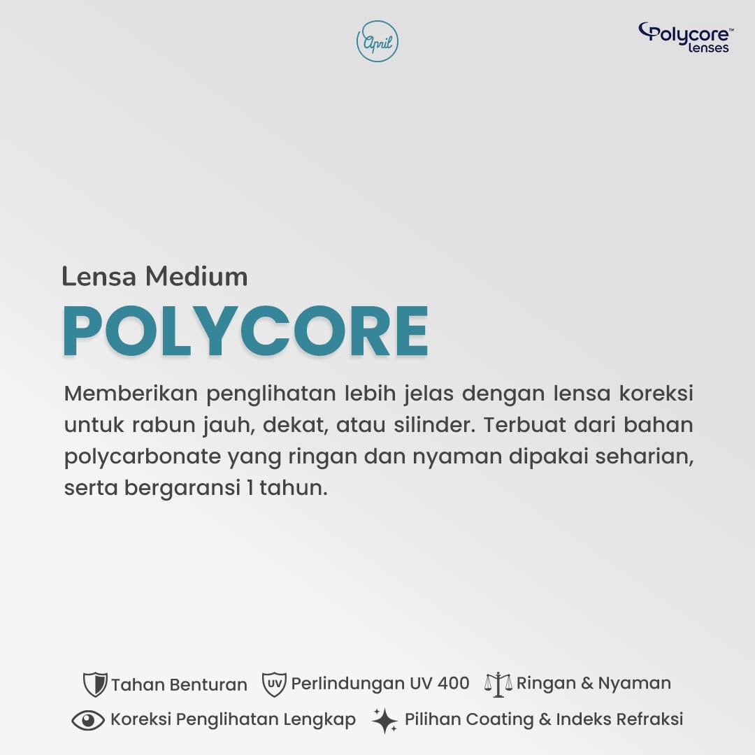 April Eyewear Lensa Polycore Bergaransi